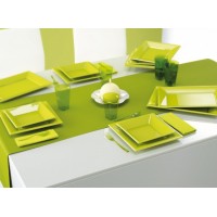 24 couverts vert anis - Vaisselle jetable en plastique 